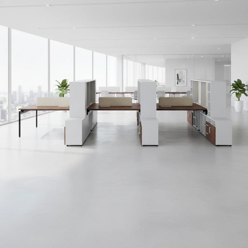 Advanced Team Desk Wooden Frame Multi-level Storage Professional Workspace Modern Ergonomic Features Open Office Standing Desks 5