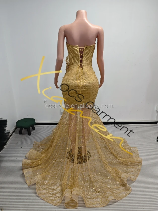 Ocstrade Sparkly Custom Sequin Mesh See Through Gold 3D Applique Rhinestone  Crystal Maxi Evening Prom Dresses 2025 Ball Gown| Alibaba.com