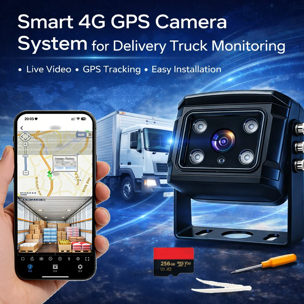product 4g vehicle camera gps tracking mobile dvr dash camera real time video remote monitoring truck delivery fleet camera system-5