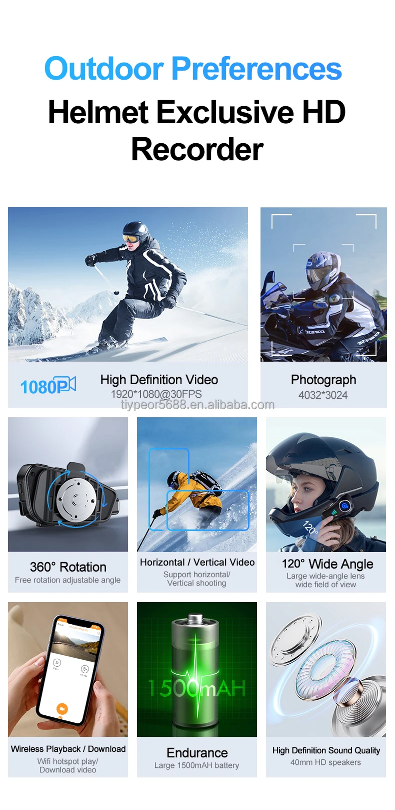 product tiypeor new listing 300m motorcycle intercom headset lcd displayed fm radio dashboard camera motorcycle earphone-2