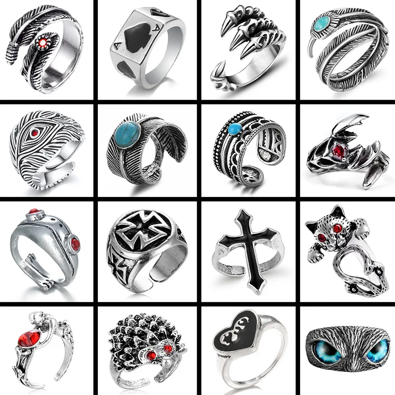 Bague Tête De Crâne Serpent Gothique Pour Homme - Acier Inoxydable - Tailles FR 57 à 67 - Style Punk, Rock, Pirate