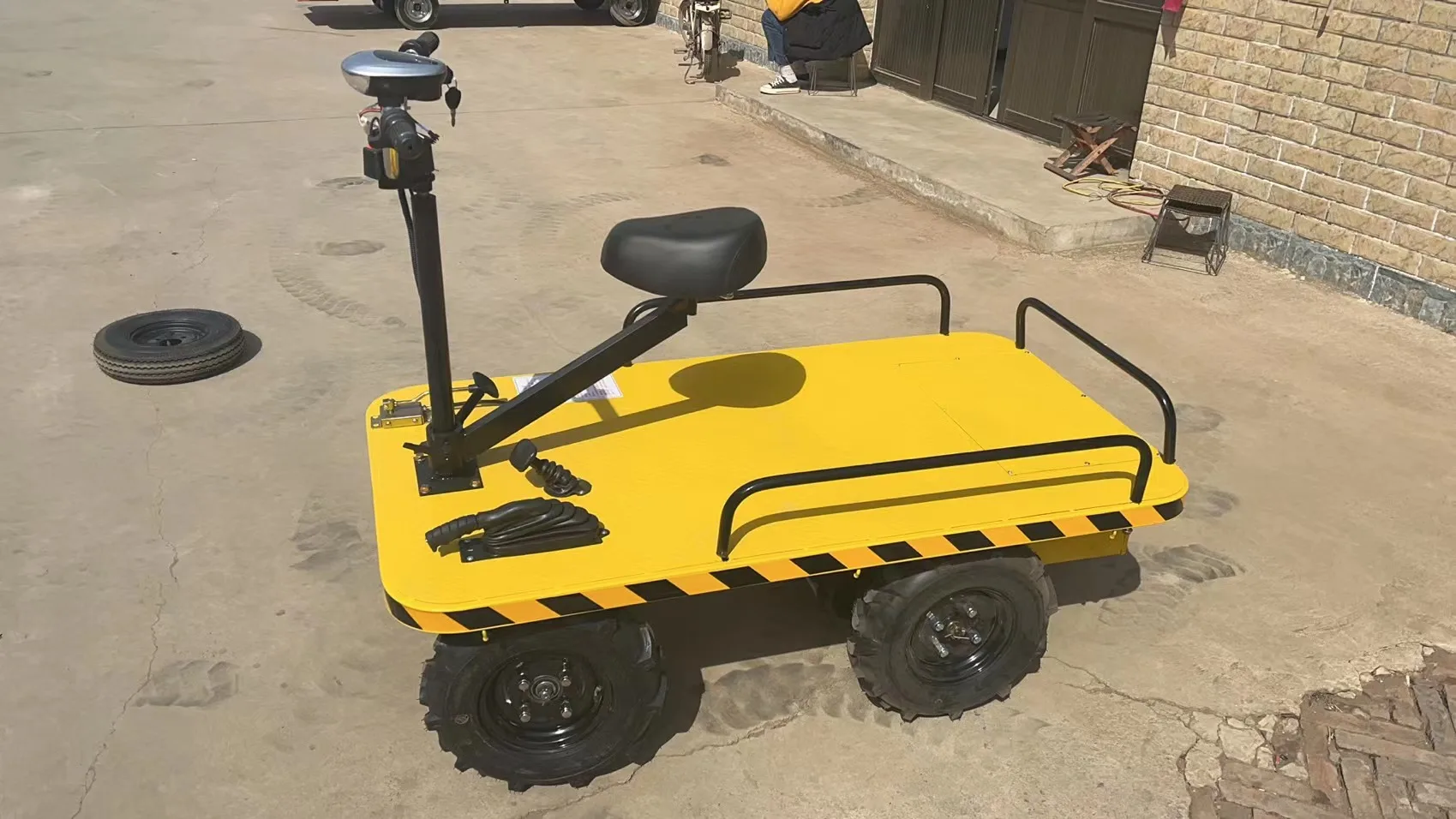 High Load Flat Car Heavy Platform Trolley Flatbed Cargo Cart Transfer Wagon for Workshop Market