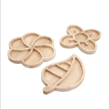 Eco-friendly Wholesales Customization Unfinished Organic Leaf Flower Wooden Jewelry Nuts Trays