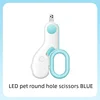 LED pet round hole scissors blue