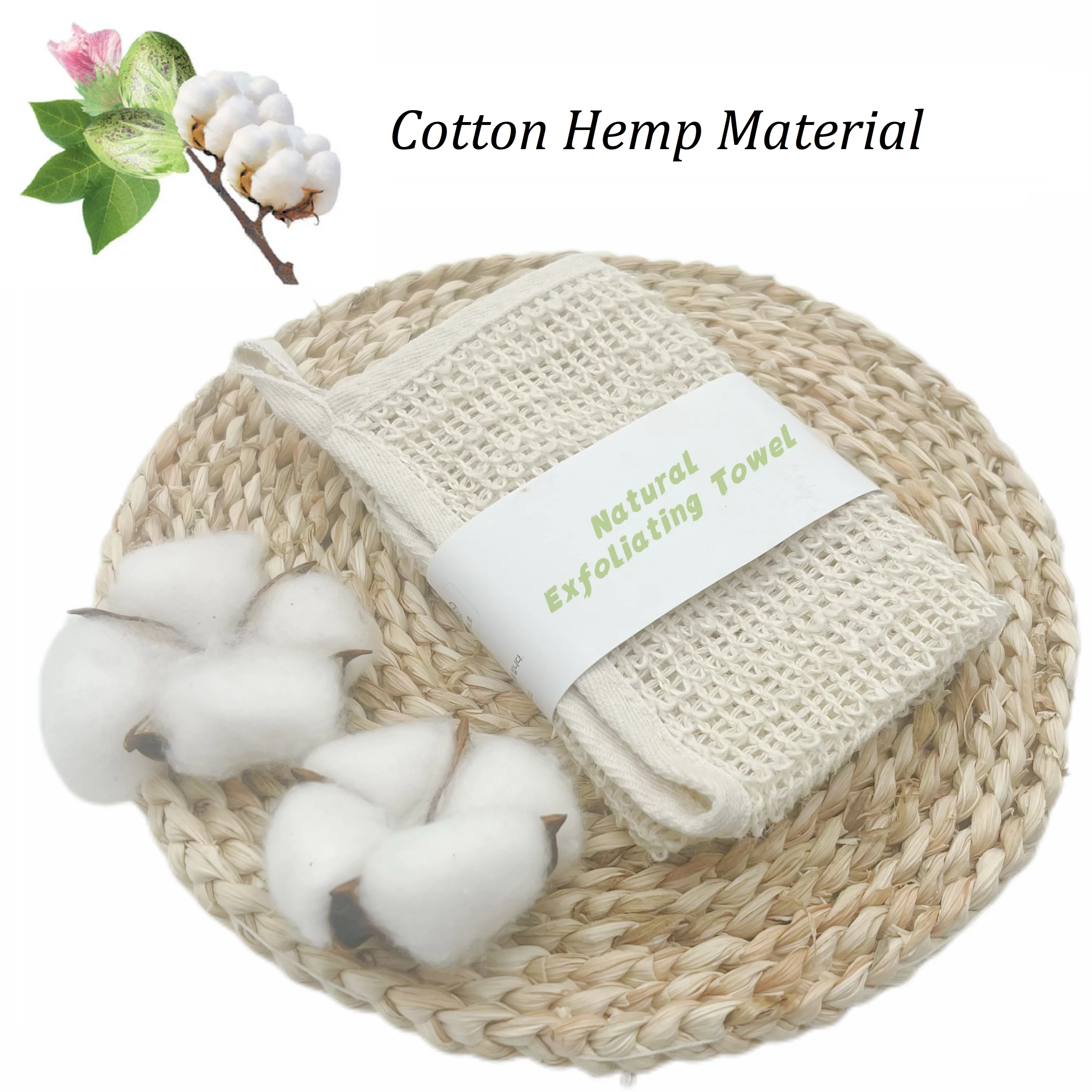 Eco Friendly Sisal Washcloth Exfoliating Bath Cleaning Linen Hemp Cotton Towel