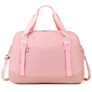 Custom Print Pink Fitness Gym Kids Sports Tote Weekender Travel Duffle Bags for Women