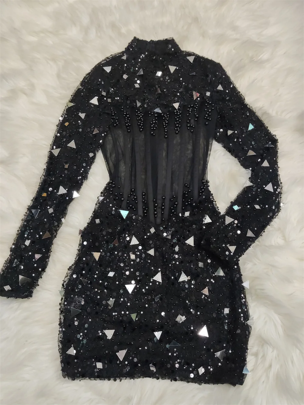 New Fashion Sequin Black Birthday Celebrate Club Bodycon Women Dress ...