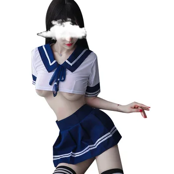 Women Sexy Cosplay Lingerie Student Uniform school girl Ladies Erotic Costume Babydoll Dress Women Lace Miniskirt Outfit