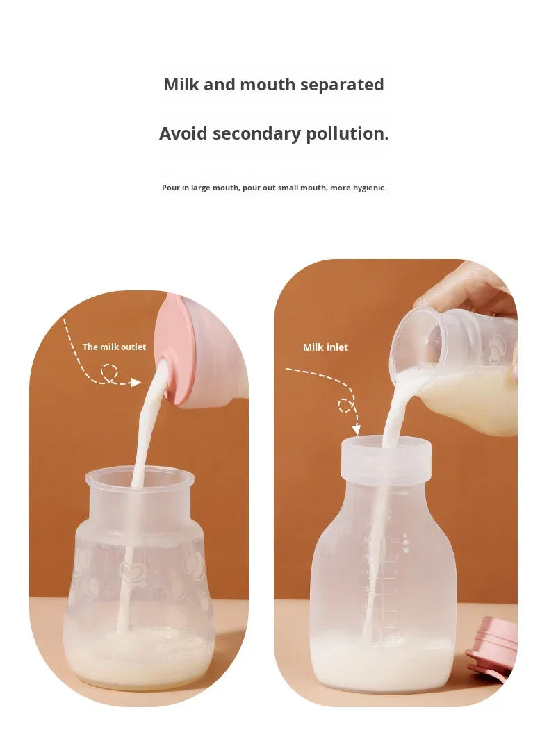 New Reusable Silicone Manual Breast Milk Storage Bags Double-Layer Sealed Leak-Proof BPA Free 240ml Upright with Handle factory