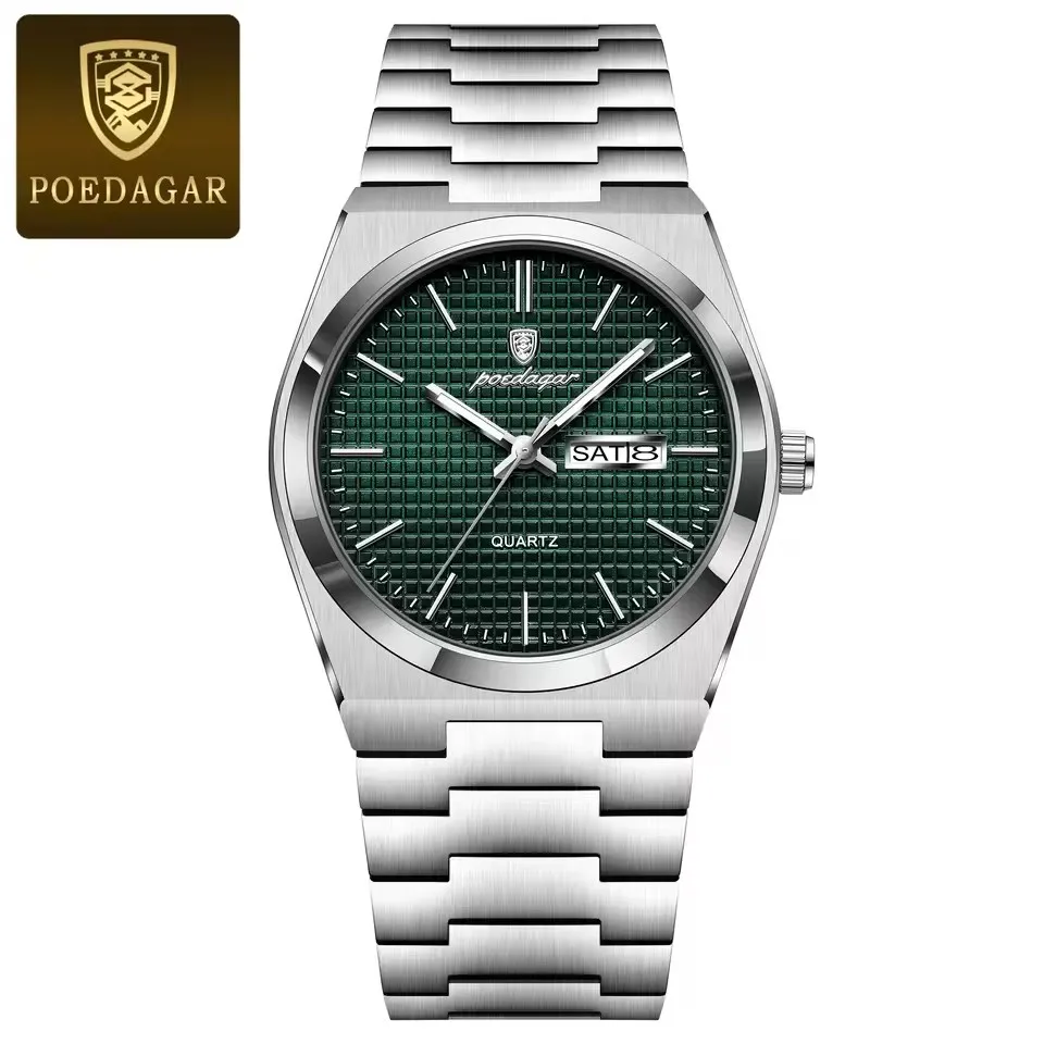 POEDAGAR Men's Stainless Steel Quartz Watches 821 Luxury Fashionable Wristwatch Waterpro aperçu 11
