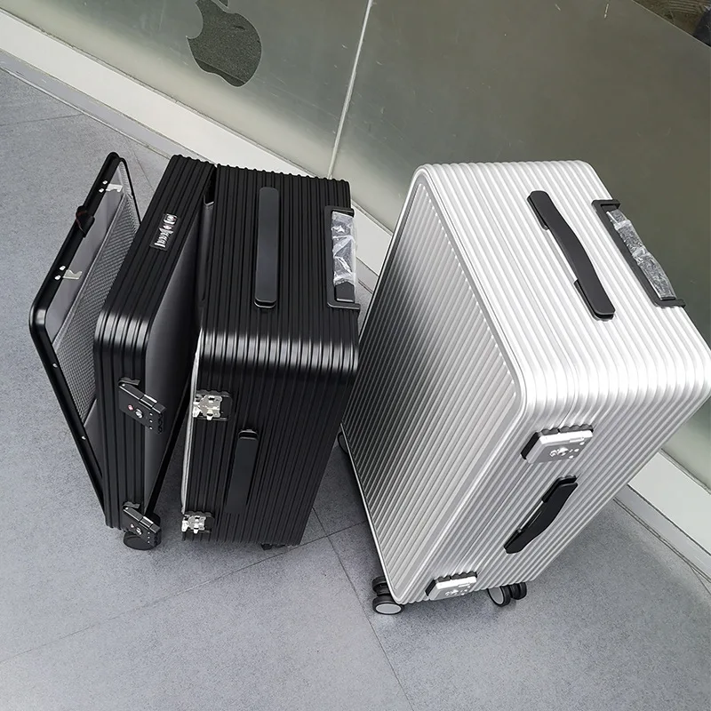 Full Aluminum Luggage Spinner Trolley Case 20-24-30 Inch Unisex Front-Opening Waterproof Anti-Theft TSA Lock Suitcase Business
