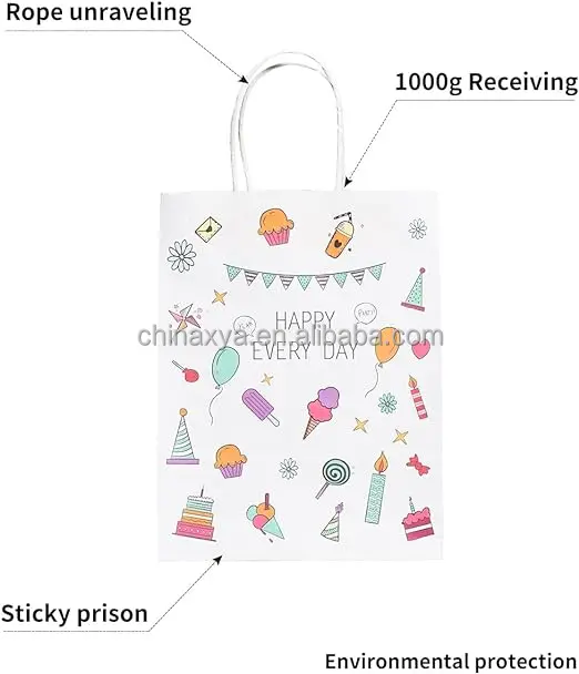 Retro art kraft paper gift packaging bag  full color portable bag milk tea baking and packaging bag details