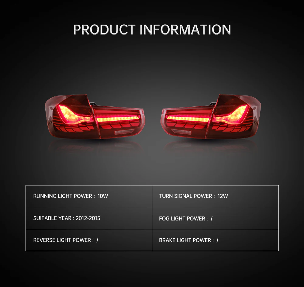 VLAND LED Taillight Rear Lamp Assembly 2012 2013 2014 2015 With Sequential Turn Signal With GTS Style For BMW F80 F35 F30