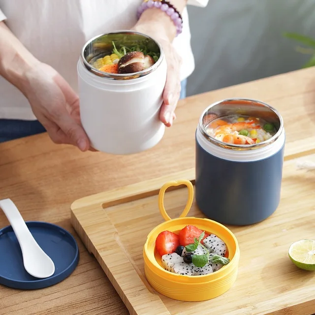Portable to Work Food Jar Container Thermo Food Flask Kids Lunch Box Stainless Steel Soup Cup with Lid Spoon Airtight Thermos