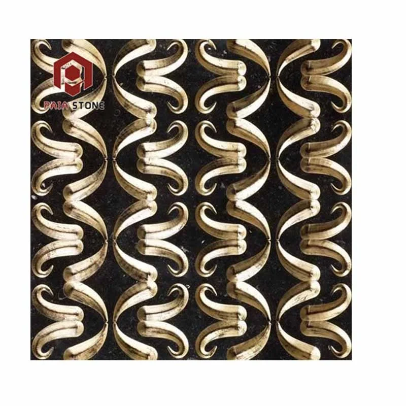 product hotel indoor 3d cnc carving white limestone black gold wall decoration tiles marble-0