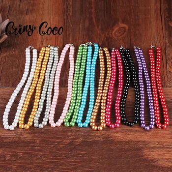 Cring CoCo Small Fresh Retro 8mm Glass Imitation 45cm Pearl Necklace Jewelry Women's Clavicle Chain Wholesale