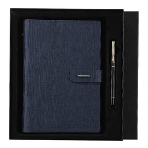 Custom Luxury A5 Loose-leaf Notebook Set Hardcover Leather Business Diary Journal Pen UV Printed Gift Box Promotional Gift Set