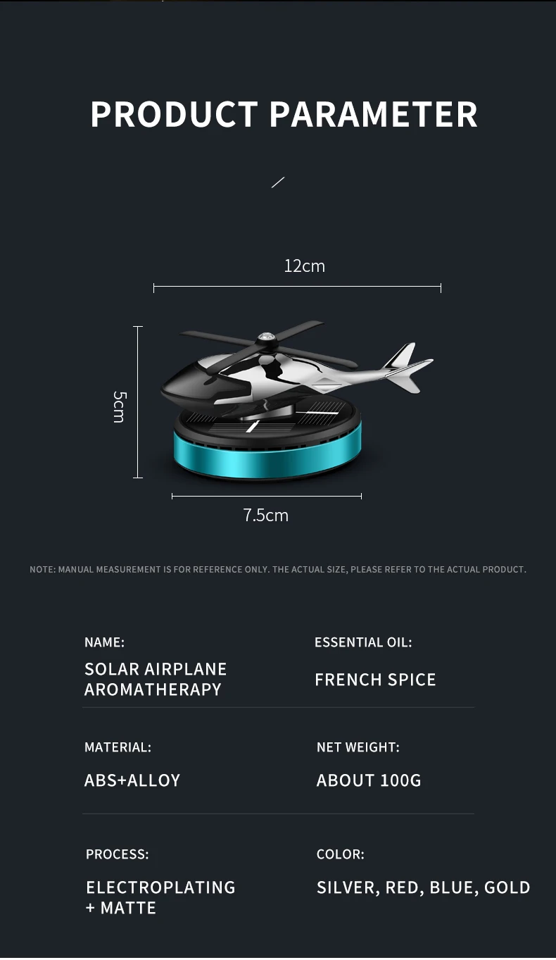 New arrival luxury solar energy helicopter portable car perfume air freshener