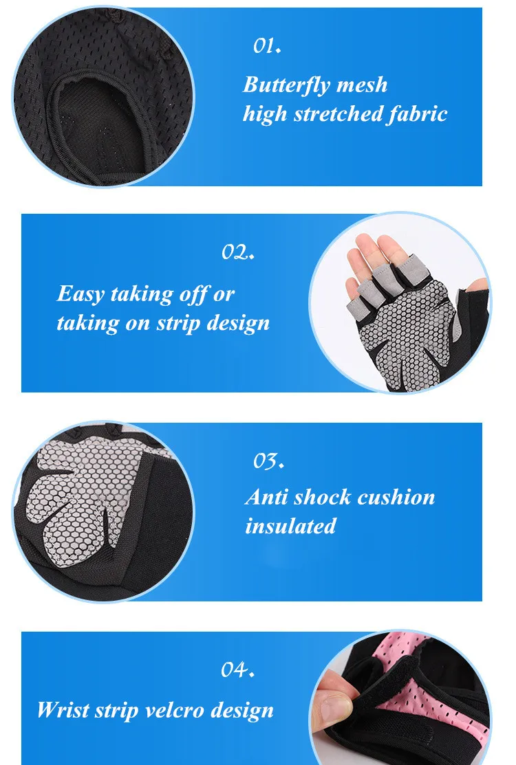 Ventilated Half Finger Gym Weight Lifting Workout Gloves With Wrist