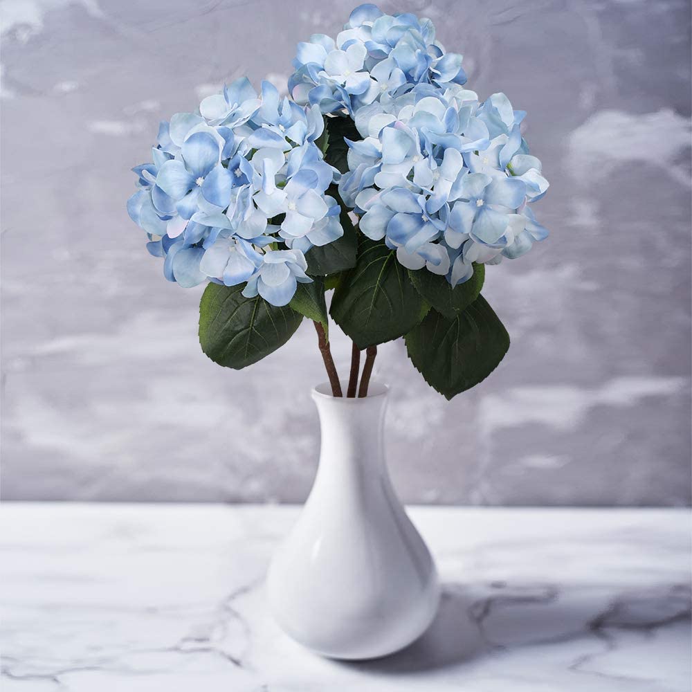 JOZMMZEOOA Fiori di Ortensia Artificiale 12 Pz Ortensie Finte Realistiche 28cm Fiori Palla Crisantemo di Seta Finti Ortensie Stabilizzate Artificiali Bouquet Decorativi per Bouquet Nozze (Blu
