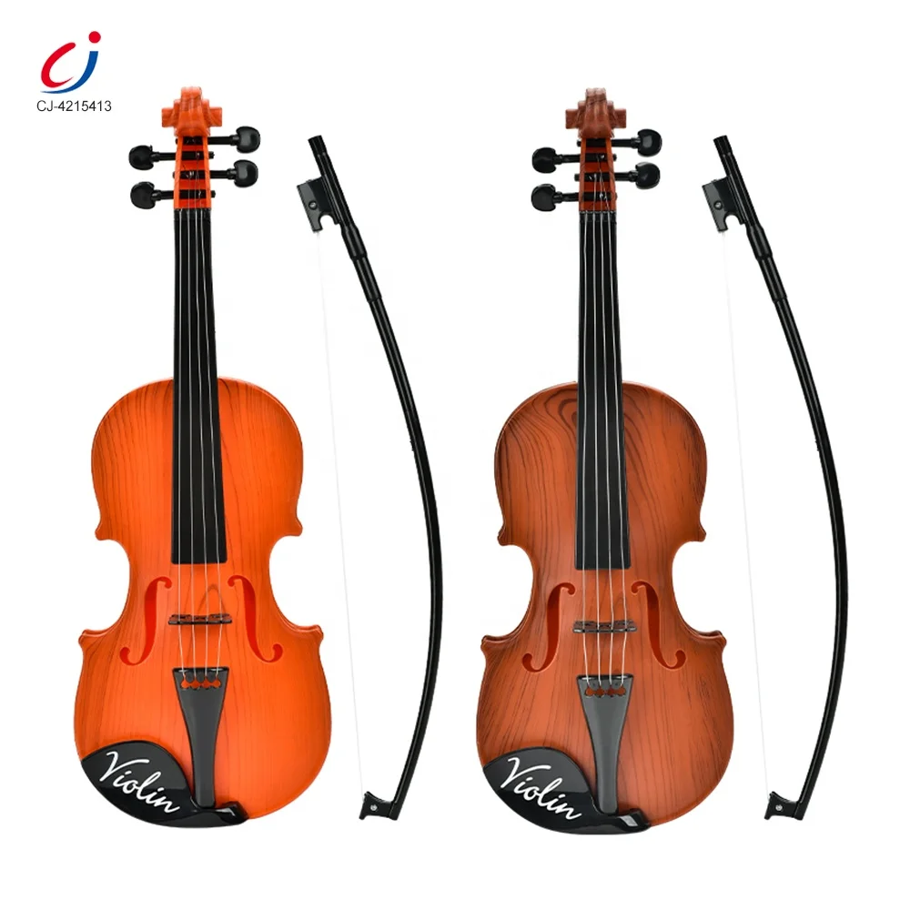 Chengji Violin Toy Kids Educational Musical Instrument Adjustable Peg Timbre Realistic Wood Grain Classic Toy Violin