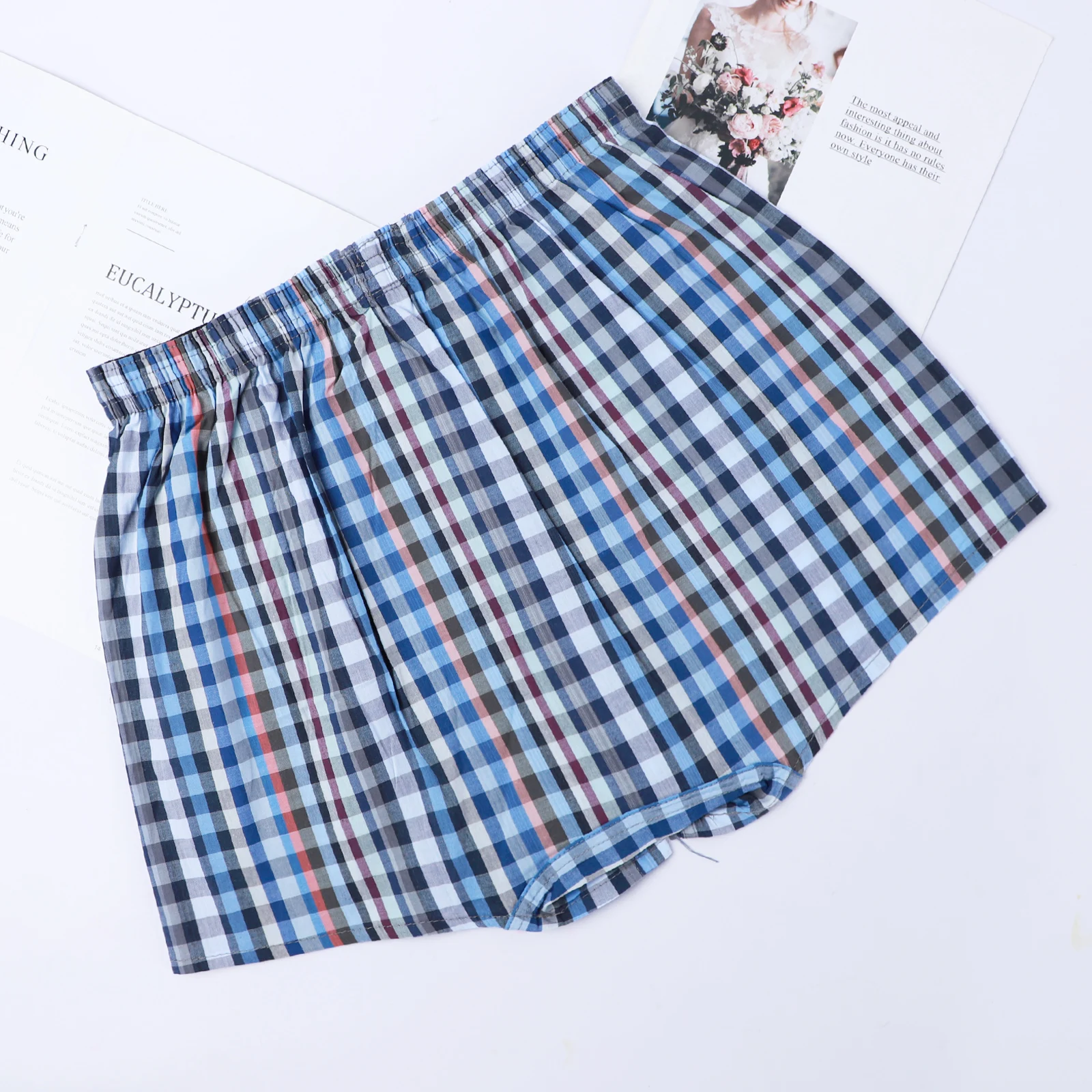 Custom Fashion Printing Woven 100% Cotton Underwear Breathable Plaid ...