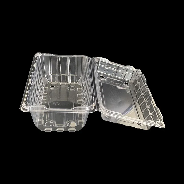 Food-Grade PET Hinged Packing Punnet High Transparency Vent Holes Extend Freshness Ideal for Fruits/Vegetables/Berries Packing