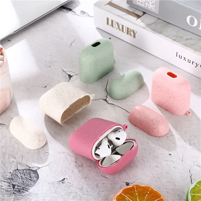 2021 Wheat Straw Macaron Design Earphone Case For Airpods Case