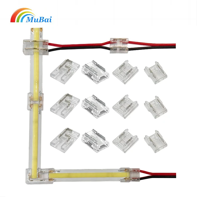 I T X L-Shape Corner SMD COB Quick Solderless 12V 24V 5A Wire to Strip LED Strip Connector for 8MM 2pin SMD COB Strip Lighting