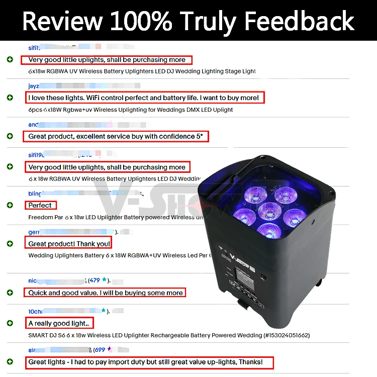 free shipping include tax 6pcs Battery Wireless Led Wedding Uplight