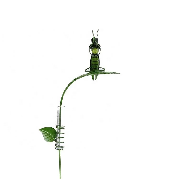 Unique Garden Cute Grasshopper Rain Gauge Decor Plant Stakes