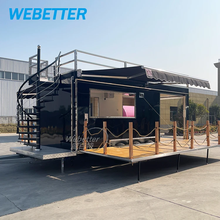 WEBETTER Customized 2 Story Mobile Snack Bar Truck Double Decker Food Trailers Fully Equipped US Standards