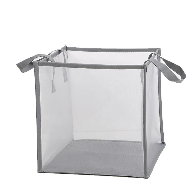 Customized Logo Large Capacity Laundry Baskets Collapsible Dirty Clothes Bag Foldable 2 Compartment Net Laundry Basket