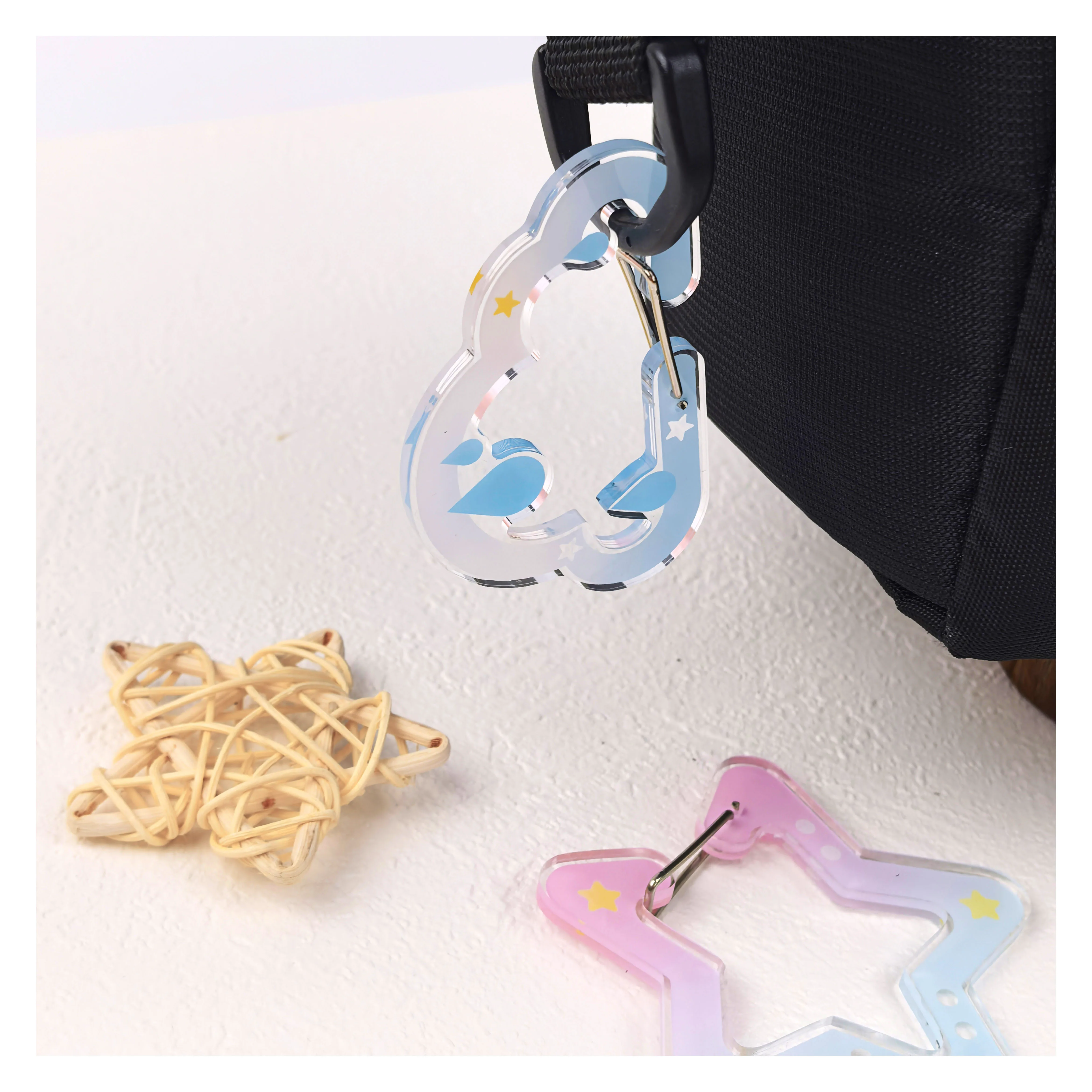 Promotional Acrylic Carabiner Custom Design Logo High-Quality Printing Custom Shape Acrylic Charm Japan Anime Carabiner