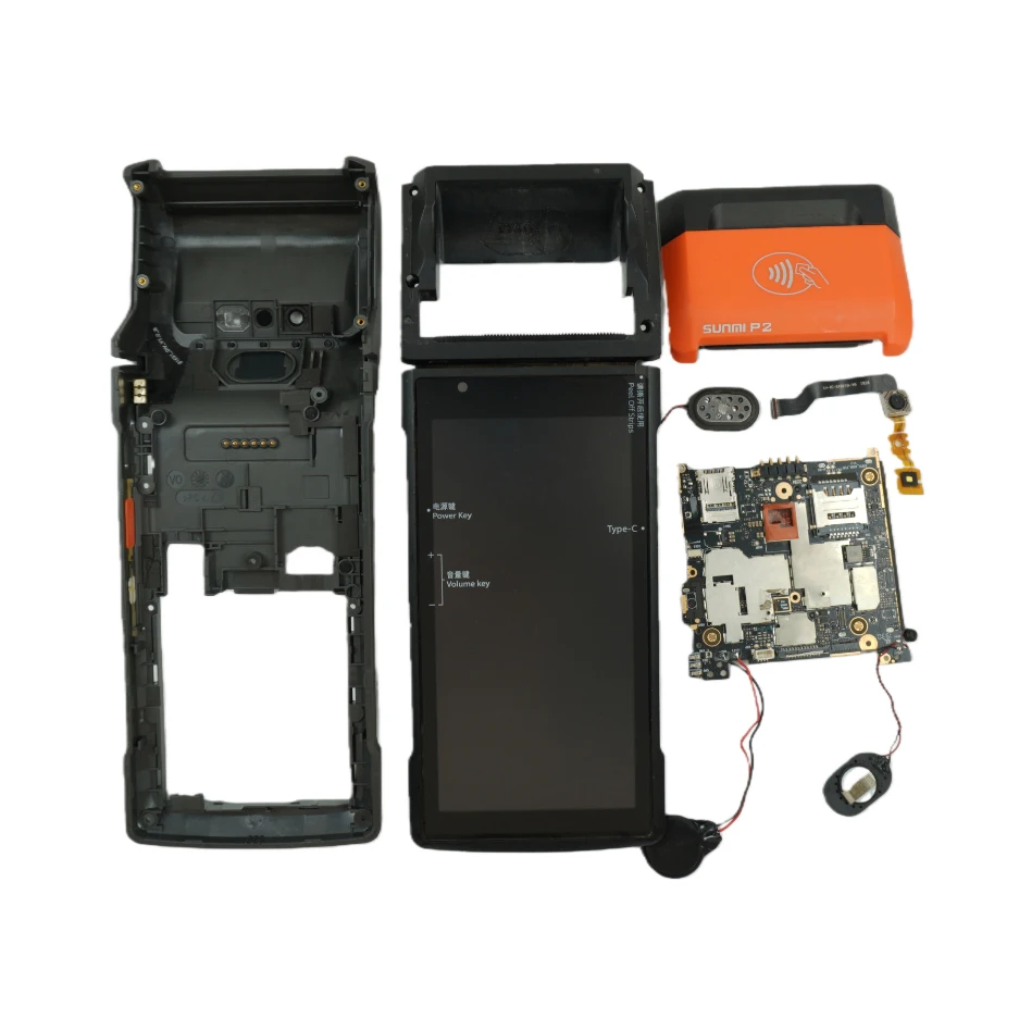 Payment Terminal Accessories Sunmi P2 MSR Magnets Printer Cove Roller LCD Display Upper Rear case Battery