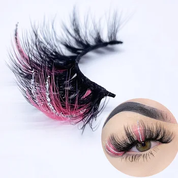 High Quality 20-25mm colorful shiny lashes wholesale mink eyelashes vendor color mink eyelashes glitter colored lashes