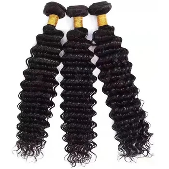 Deep Wave Human Hair Extensions 100% Unprocessed Indian Curly Remy Bulk Human Hair for Weaving