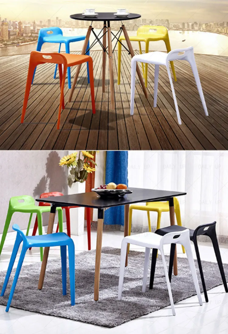 Stackable Plastic Backless Chair Modern Style Luxury French Dining Chair Durable Household Living Room Kitchen Chair