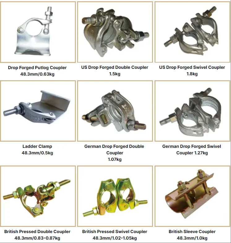 BS 1139 Steel Formwork Scaffolding Butterfly Clamp Scaffold Clamps and Pressed Swivel Coupler