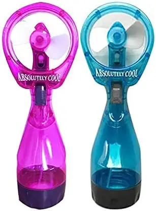 Portable Handheld Summer Water Misting Fans Battery Operated Plastic Toy with Mist Spray Bottle for Outdoor Activities