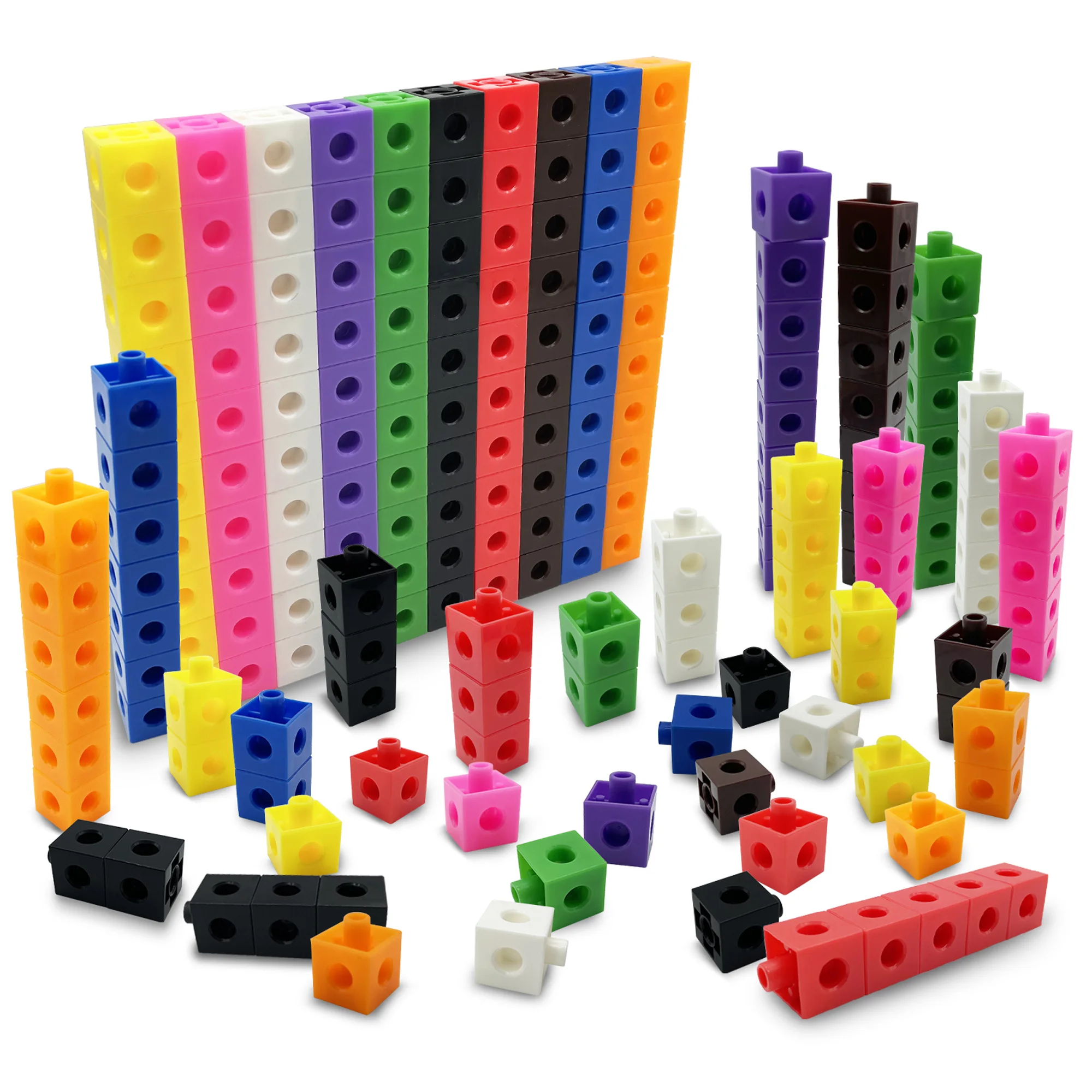 100pcs 10 Colors Multilink Linking Counting Cubes Snap Blocks Teaching ...