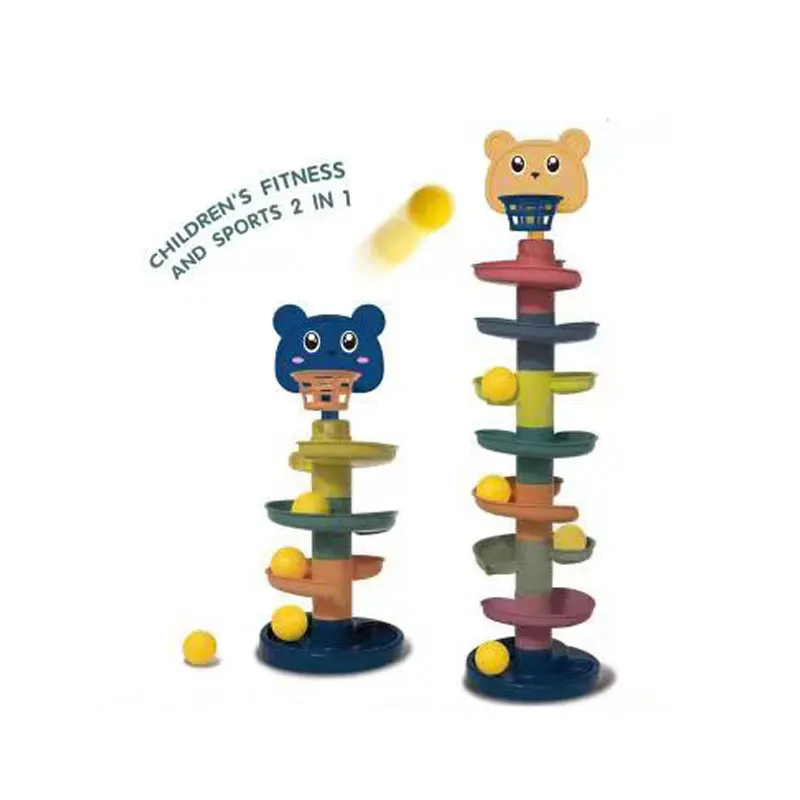 CIADAZ Brinquedos de queda de bola de desenho animado para 18 meses +  crianças de bebê Tumbler Ball Toy Track Ball Toys com 2 bolas coloridas  Brinquedos educativos para meninos meninas 