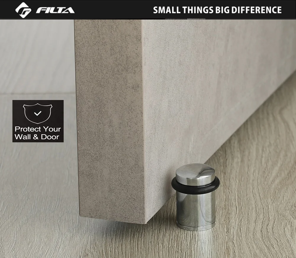 Glass Door Stop Wall Floor Mounted Rubber Metal Door Stopper Durable