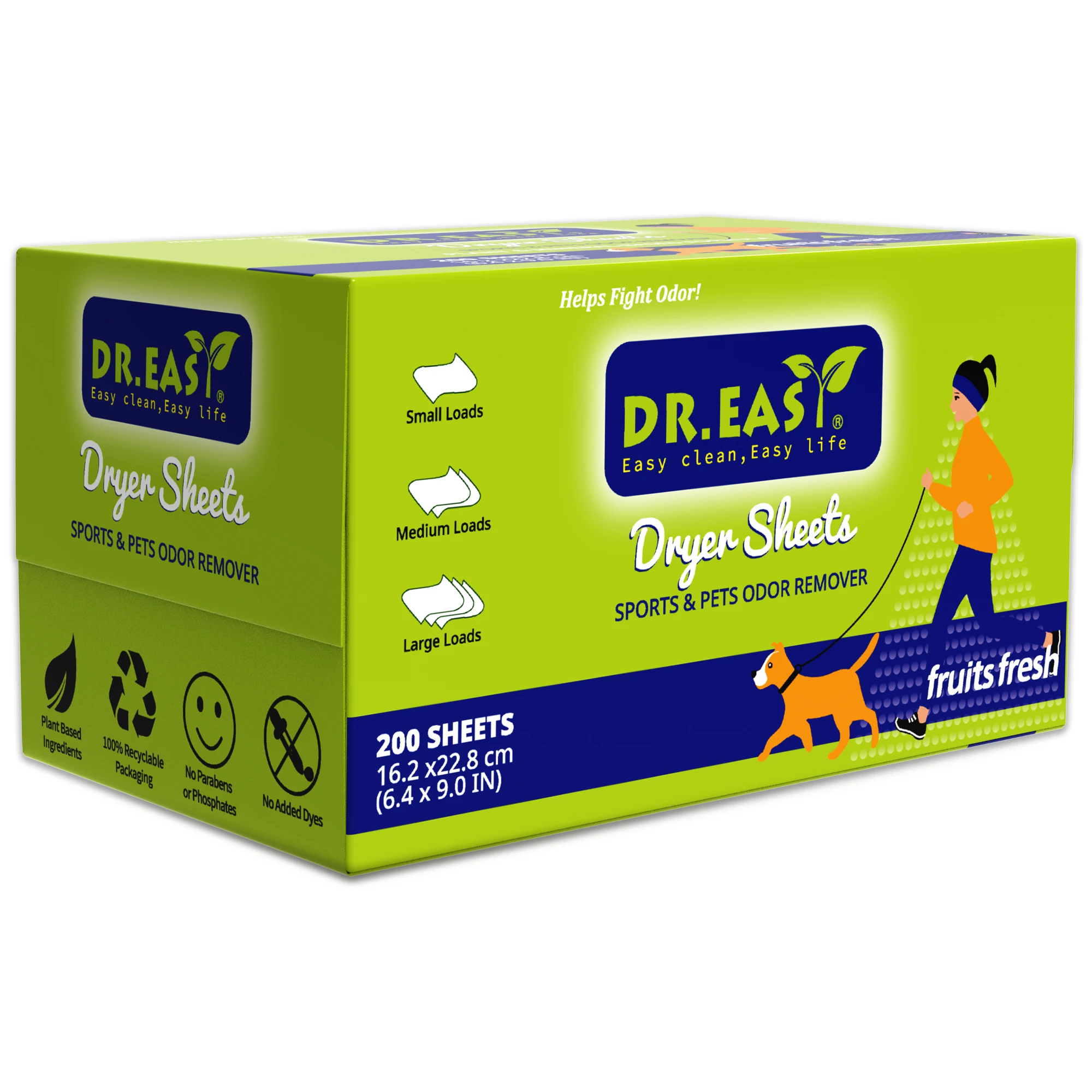 OEM Free Sample 5-in-1 Sports&Pets Odor Remover Dryer Sheets Fabric Softener Sheets With Fruit Scent and Eco-friendly