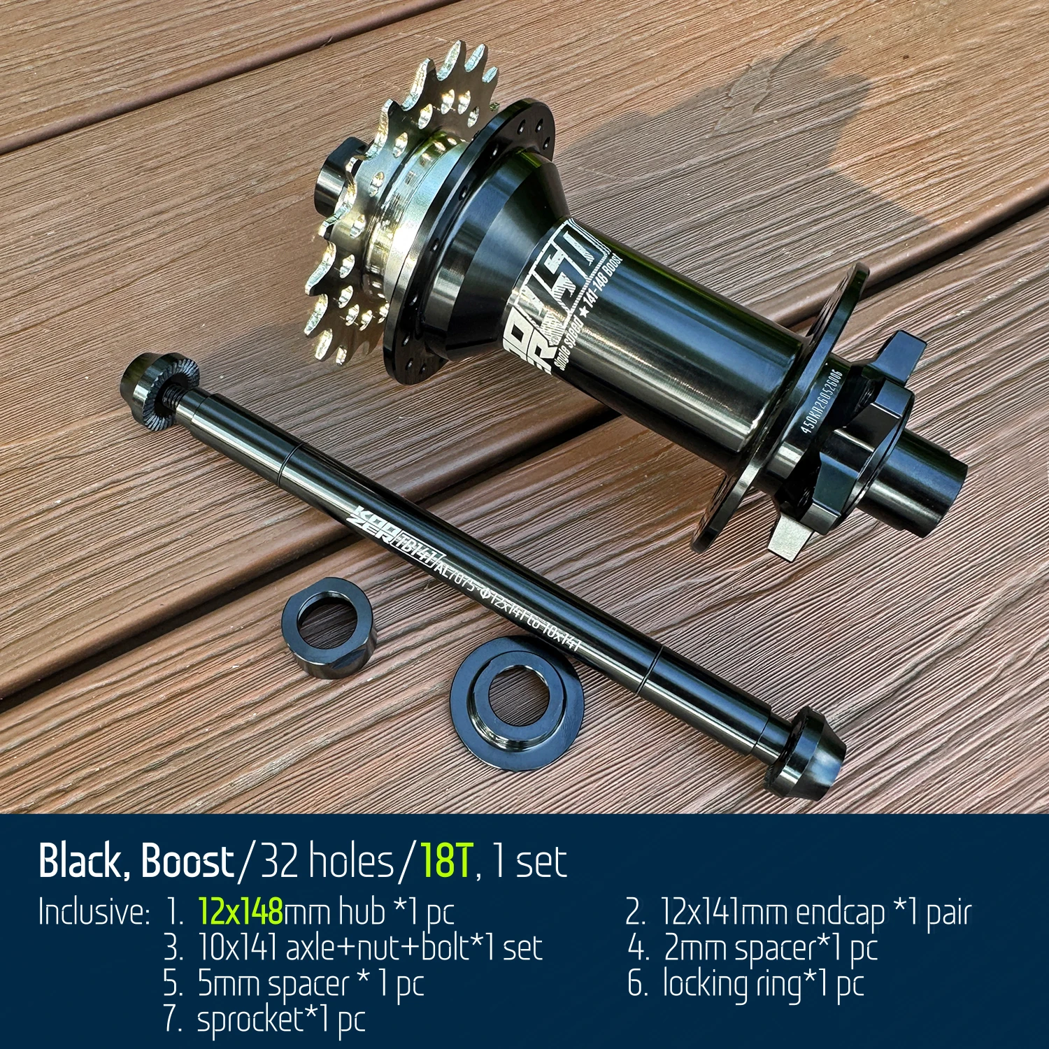 Koozer 450 Single Speed Rear MTB Hub 32H with Cr-Mo Axle for Disc
