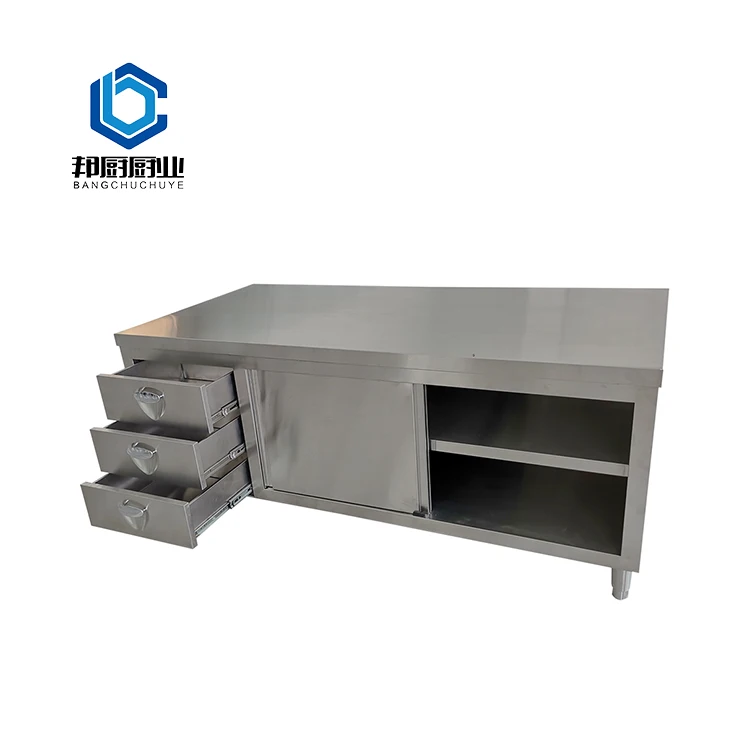 High Quality Steel Workbenches With Drawers Stainless Steel Cutting Board Work Table Double Decked Working Table Stainless Steel