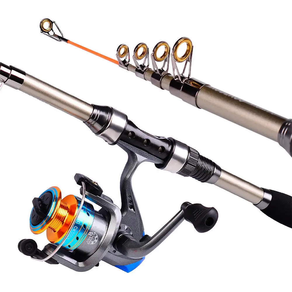 Fishing Rod And Reel Combo Carbon Fiber Telescopic Pole Fishing Reel