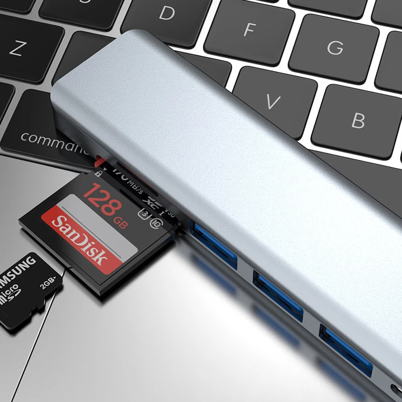 7 в 1 usb3.0 2 0 hub Type C Hub с слотом для TF SD-карты ноутбука