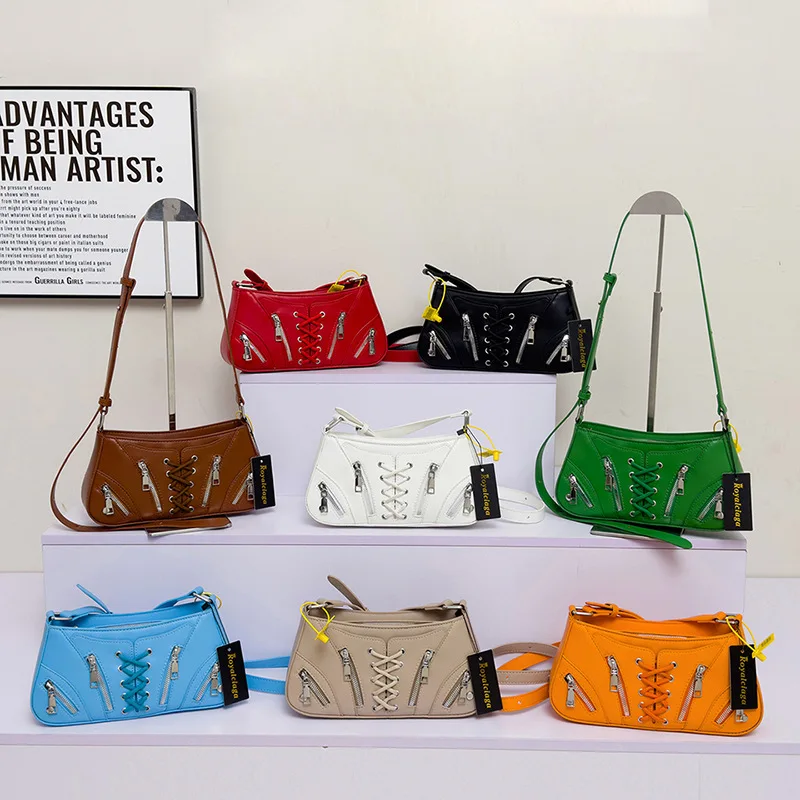 Women’s 2026 Spring Cross-border Crossbody Bag Rivet Zipper Closure PU Material Single Strap Small Size Fashionable Design