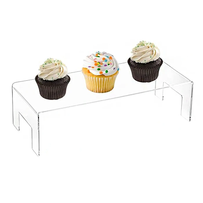 Desktop Rectangle Clear Acrylic Display Riser For Dessert Cupcake Candy ...
